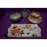 A selection of vintage and antique ceramics, including a large Samuel Radford moustache cup and