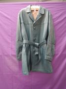 Gents vintage teal coloured leather coat,singled breasted,fully lined and in great order, belt and