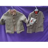 Two Childrens vintage wool coats having velvet detailing to collars and button fronts,also