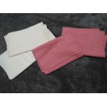 A collection of victorian linen sheets, two in rose pink and two white, a little age staining in