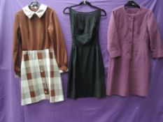 Three vintage dresses, including American late 50s/60s dress with boned bodice and cage like
