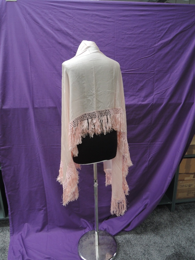 Two beautiful fringed shawls, one of burmese origin with vibrant and extensive floral silk thread - Image 3 of 5