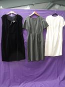 Three 1950s shift dresses in larger sizes, including Black velvet with bow detail, all very well