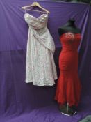 Two vintage 1940s/50s dresses, both good condition but floral silk dress needs hemming and a few