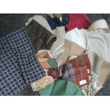 A large selection of high quality upholstery fabrics, lining fabrics and swatches, including tartans