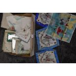 A variety of vintage handkerchiefs, pyjama cases and similar, some still in boxes.included are three