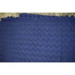 A finely knitted length of vintage navy blue wool having scalloped edges to the two finished