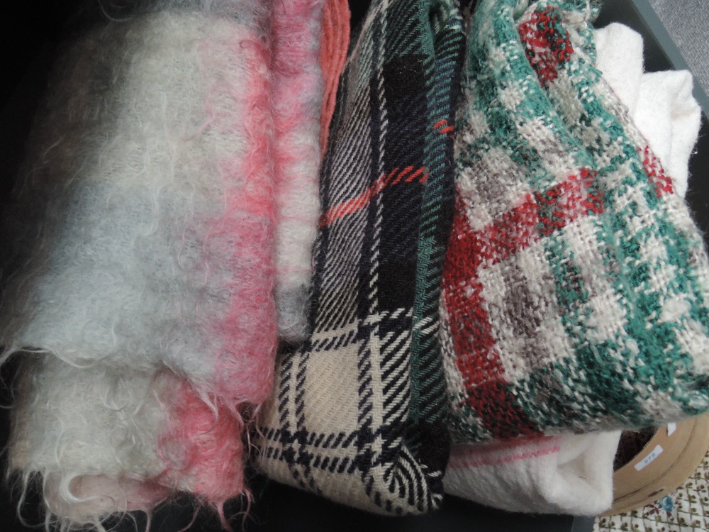 A collection of vintage rugs and blankets, including Scottish mohair, tartan travel rugs and more. - Image 2 of 2