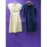 Two 1950s dresses, one iridescent blue with large bow detail to skirt,Rembrandt label, the other