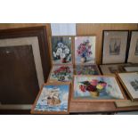 A selection of original oils on board depicting still life and sailing galleon