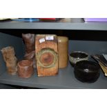 A selection of hand crafted studio pottery including Troika style and three pieces signed JM