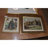 Two vintage prints one in gilt and plaster frame the other of Shakespeare interest.