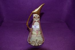 An early slip cast vase with art nouveau design and hand decorated panels signed M.M.Mc