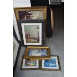 A selection of prints and frames including original acrylics