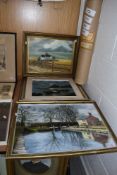 A selection of original oil on canvas and board including cottage and seascape scenes