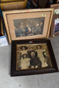 A photographic print of Edwardian family and similar etching.