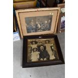 A photographic print of Edwardian family and similar etching.