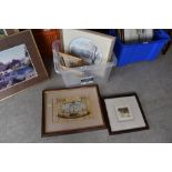 A selection of prints and picture frames including limited edition Laura Boyes cat print.