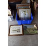 A selection of original art works including watercolour landscape.