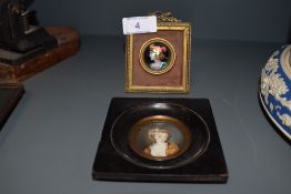 An antique miniature enamel portrait possibly French and similar