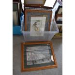 A selection of prints and picture frames, including aviation interest.