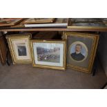 A selection of ornate gilt and plaster frames and similar including duck interest