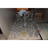 A selection of 1930's and later cocktail wine and party glasses including HM silver Whisky and Gin