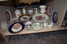 A collection of vintage ceramics including urns, plates and trinket boxes amongst which are Royal