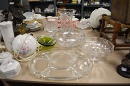 A selection of vintage glass including fruit bowls, platters dishes and tazza.