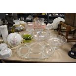 A selection of vintage glass including fruit bowls, platters dishes and tazza.