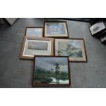 A selection of prints including Barrie Clark Sptfire