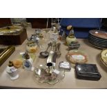 A selection of smoking and dressing table items including lighters scent bottles and cutlery