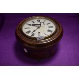 A wall mounted fusee clock having stained case measuring 11inch