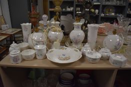 A large selection of Aynsley 'Little Sweetheart' lamp bases, trinket dishes and similar 'Cottage