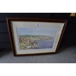 A signed and limited edition print after KW Burton depicting Robin hoods bay.