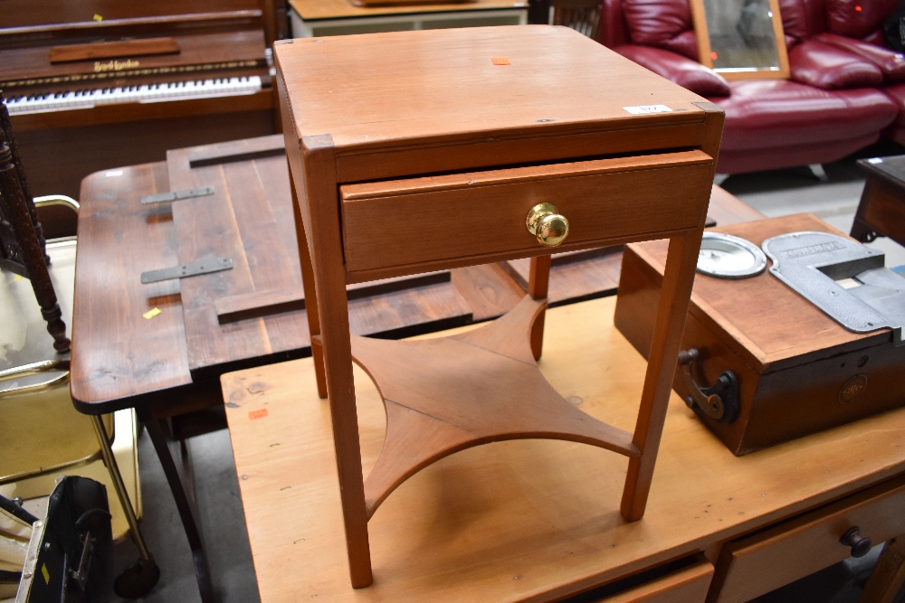 A joiner made bedside table with frieze drawer, approx. 33cm square top, height approx. 47cm