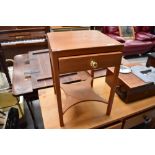 A joiner made bedside table with frieze drawer, approx. 33cm square top, height approx. 47cm