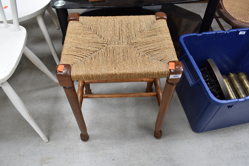 A traditional strung stool, width approx. 37cm, height 52cm