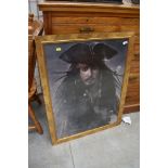 A framed poster, Captain Jack Sparrow, played by Johnny Depp in the Pirates of the Caribbean movies,