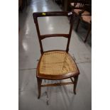 A late Victorian cane seated bedroom chair