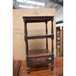 A Victorian Stained frame etage, three tier with drawer base