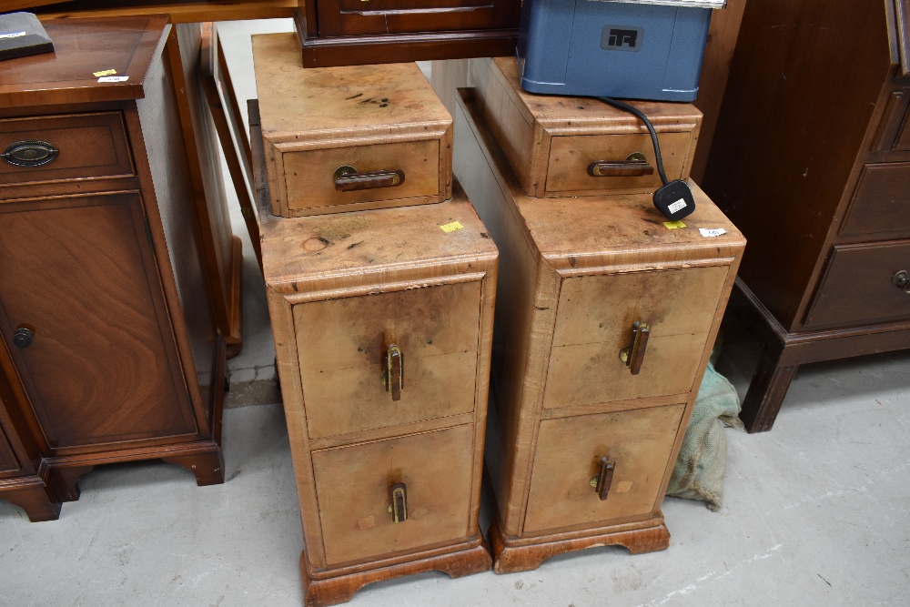 A pair of early to mid 20th Century walnut pedestals, possible part of dressing table or bedside