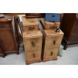 A pair of early to mid 20th Century walnut pedestals, possible part of dressing table or bedside