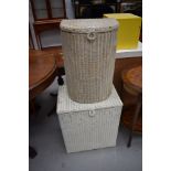 Two Lloyd loom linen baskets in cream