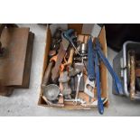 A box of vintage and later tools