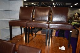 A set of five brown leatherette
