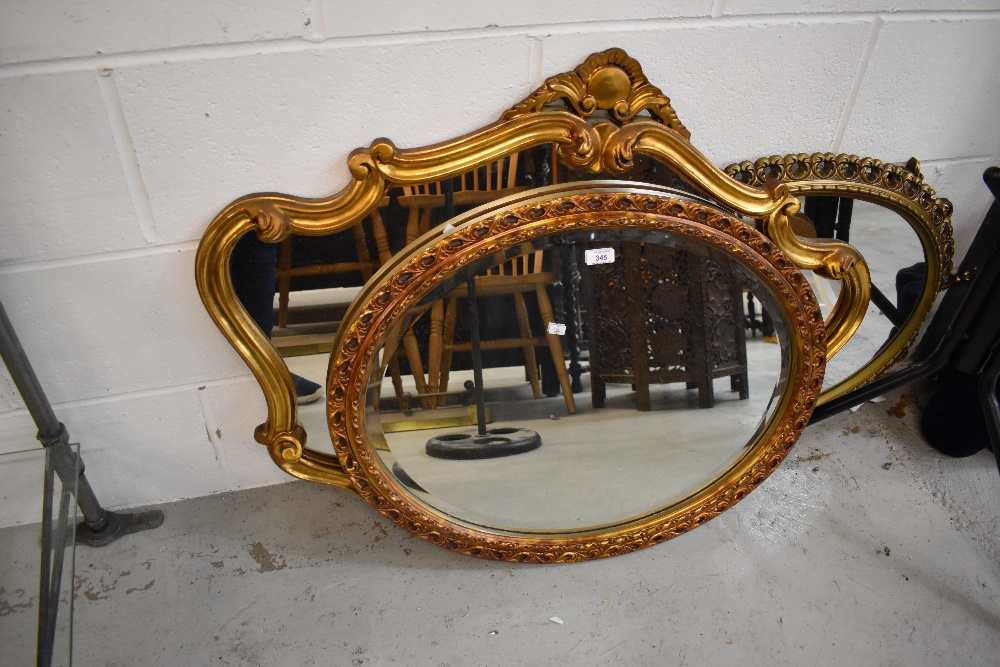 Three gilt framed mirrors