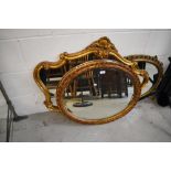 Three gilt framed mirrors