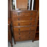A mid 20th Century oak 6 drawer bedroom chest, dimensions approx. W75cm D42cm H121cm