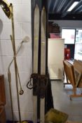 A pair of vintage wooden skis